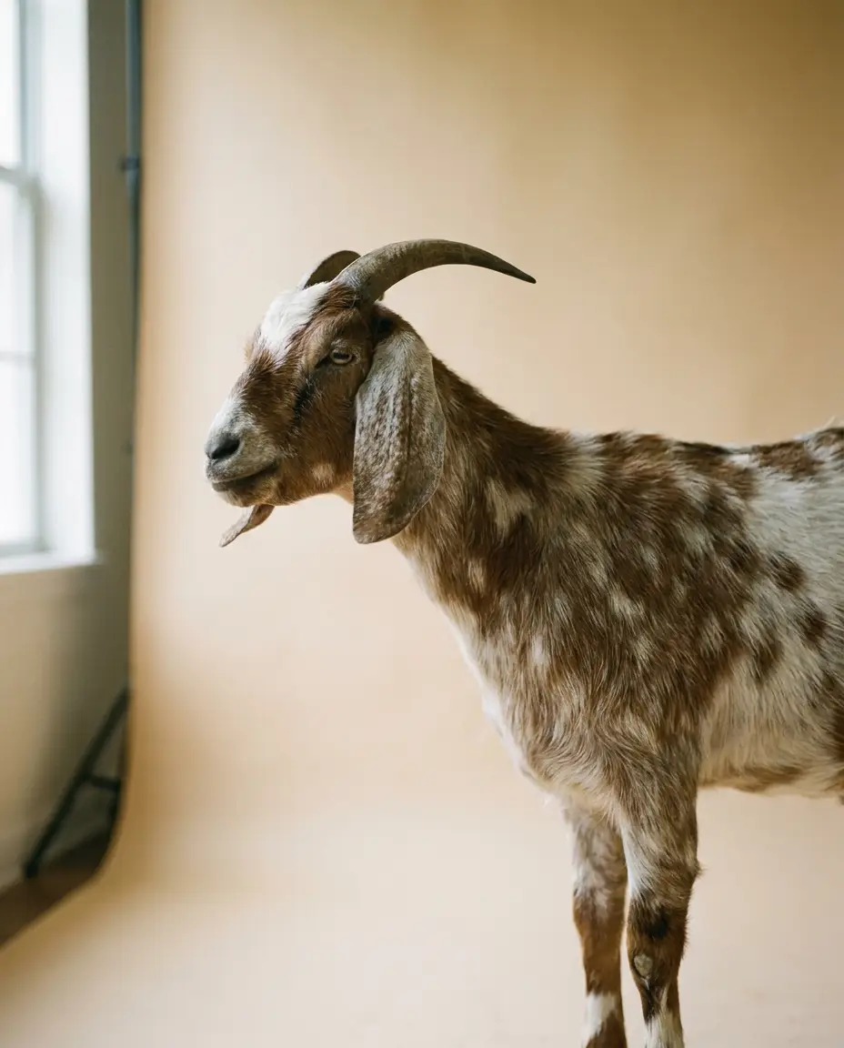 Spotted Florida dairy goat in profile