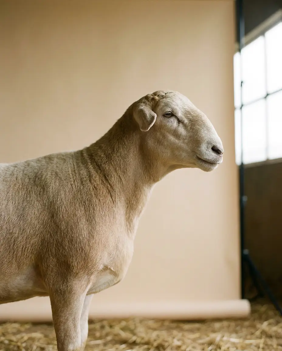 Muscular cream-tan Meatmaster meat sheep