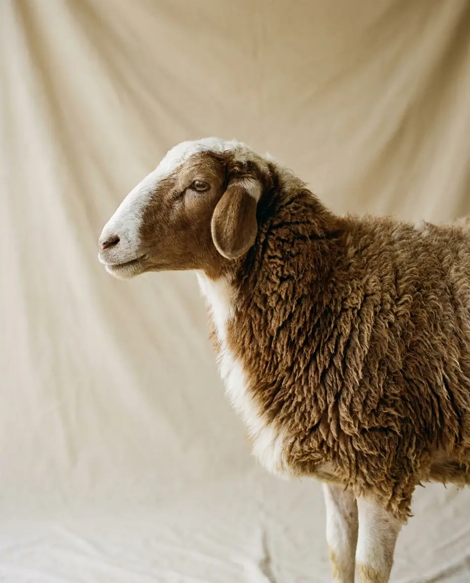 Brown-and-white fat-tailed Naimi sheep